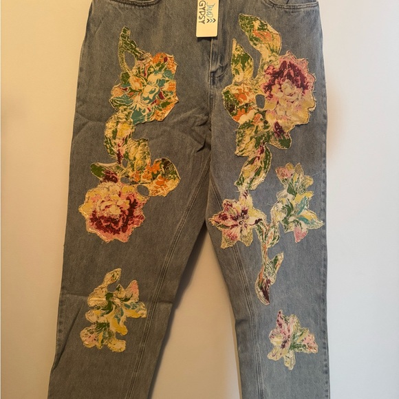 Jaded Gypsy NEW Garden Walk BOHO Embroidered jeans S/M - Picture 4 of 8